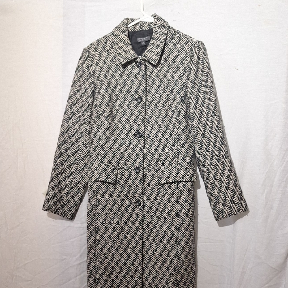 Vintage Classiques Entier Wool Herringbone Trench Coat, Sz 10, NWOT - Picture 10 of 16